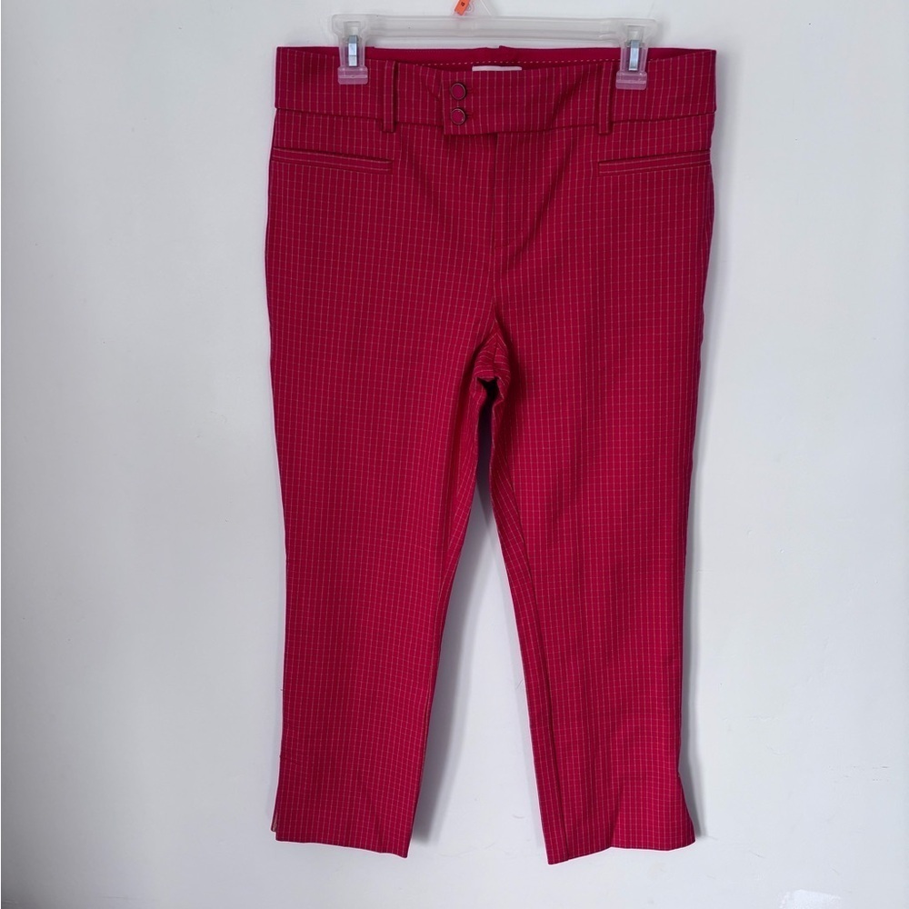 Anthropologie the Essential Slim Women’s Red and White Plaid Pants Size 10